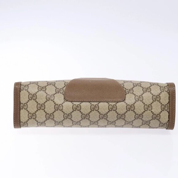 GUCCI GG Supreme Web Sherry Line Clutch Bag PVC Beige Gold 89 01 033 Auth BA5113 - Picture 7 of 15